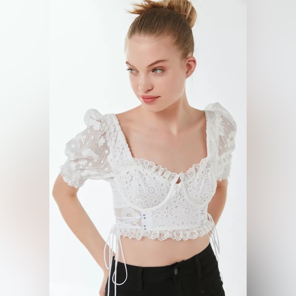 For love and lemons Indio lace bustier cropped top